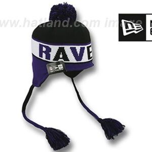 New Era Baltimore Ravens cuffed knit hat with a pom and tassels